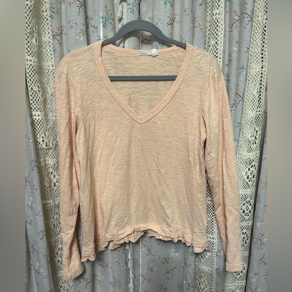 Wilt‎ Long Sleeve V-neck Peach Top Size Small